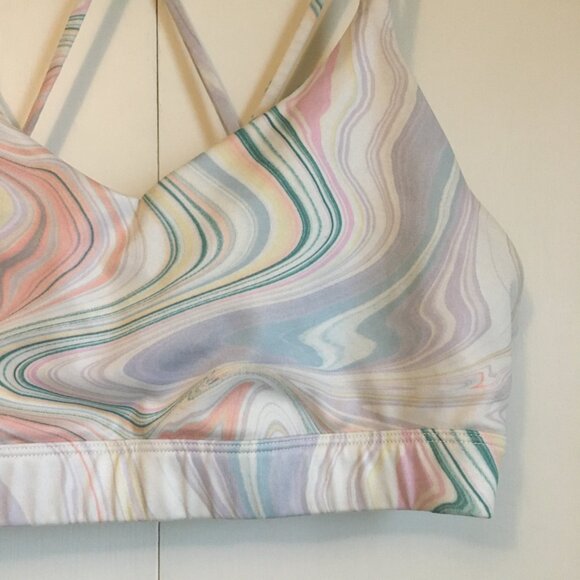 PowerPress Strappu Marble Pastel Cats Cradle Marbleized Sports Bra - Picture 5 of 13